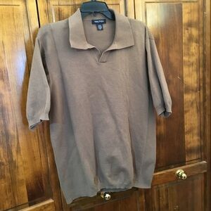 Nautica Men's Brown Shirt, Size XL, vertical weave accent sides, cotton blend
